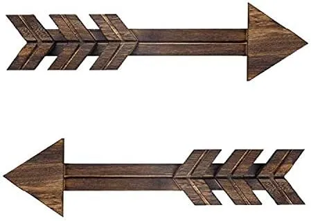 N//A 2 PCS Rustic Wood Arrow Sign Wall Decor, Dark Wooden Arrows Farmhouse and Home Hanging Decoration for Home or Wedding
