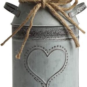VANCORE Shabby Chic Milk Can Galvanized Vase Metal Jug French Rustic Bucket Farmhouse Decor
