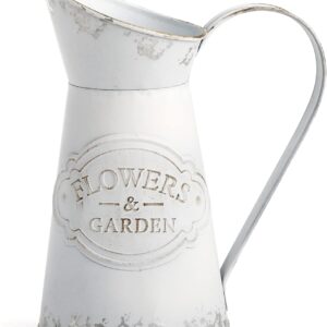 SOUJOY Rustic Shabby Chic Vase, Farmhouse Galvanized Flower Vase, Metal Milk Jug Vase, French Style Vintage Decorative Pitcher for Home Decor, Photo Props, Sparklers for Weddings