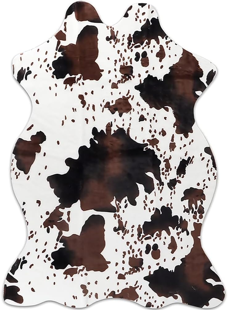Faux Cowhide Rug Cute Cow Print Rug Area Rug Fun Western Room Decor for Bedroom Living Room Non-Slip (3.6ft x 2.4ft)