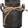 Rust Paint Flower Vase, Rustic Galvanized Metal Milk Can Bucket Primitives Jug for Home Garden Shop Decor