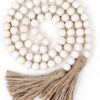 Syyflibb 58 Wood Bead Garland Coffee Table Decor Farmhouse Beads Home Decor for Living Room, Shelf, Tiered Tray, Rustic Boho Decor,Room Decor Wall Hanging Accent(Nature)