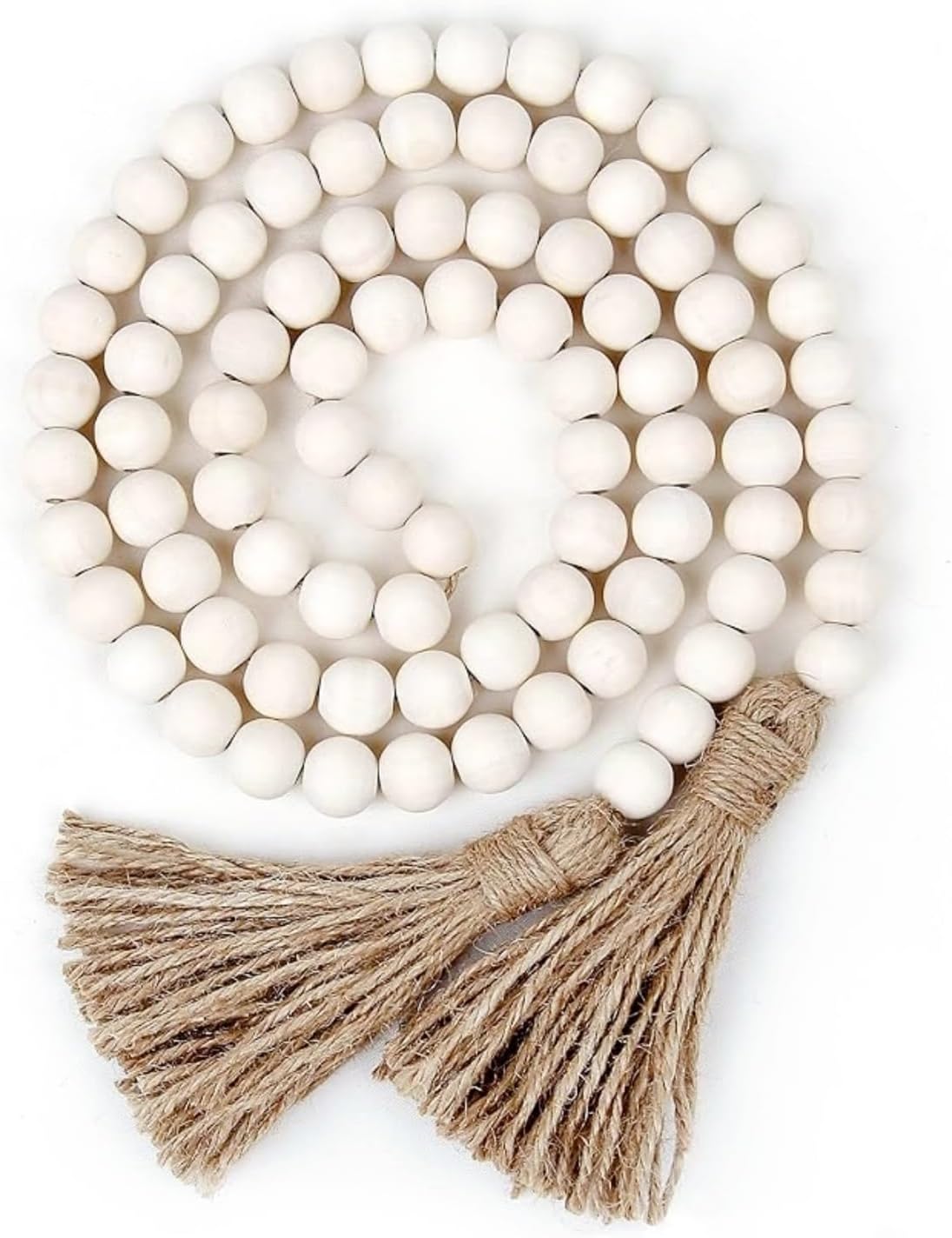 Syyflibb 58 Wood Bead Garland Coffee Table Decor Farmhouse Beads Home Decor for Living Room, Shelf, Tiered Tray, Rustic Boho Decor,Room Decor Wall Hanging Accent(Nature)