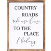 JUMBO DECOR Country Roads Take Me Home Wall Sign for Home, Living Room, Large Farmhouse Country Sign with Solid Wood Frame, Vintage Wall Art Home Decor