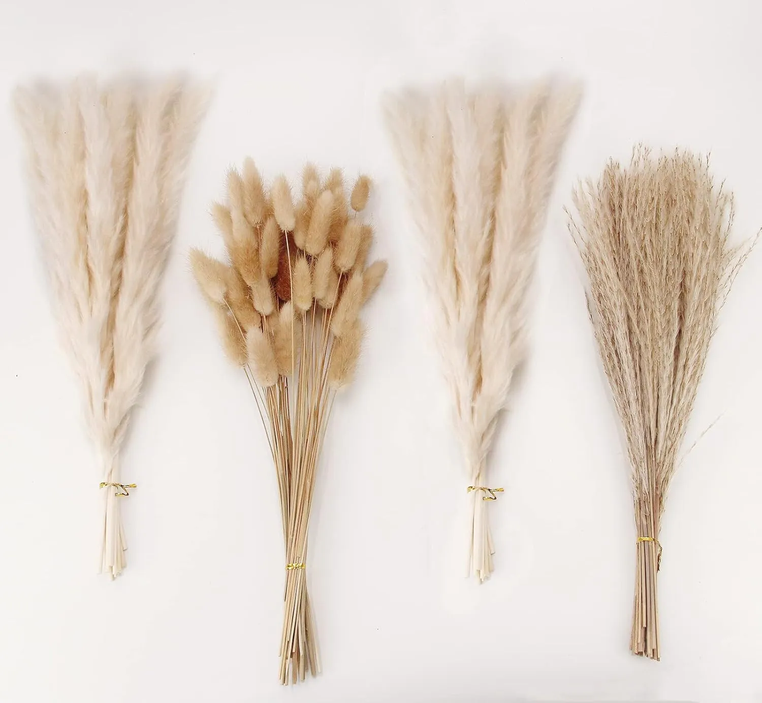 Artificial Pampas Grass Decor, White Pampas Grass Bunny Tails Dried Flowers, Reed Grass Bouquet for Wedding Boho Flowers Home Table Decor, Rustic Farmhouse Party (100 in Total )