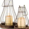 Romadedi Lantern Farmhouse Home Decor - Rustic Candle Holders Decorative Lanterns for Candle Living Room Kitchen Dining Coffee Table Fireplace Mantle Outdoor