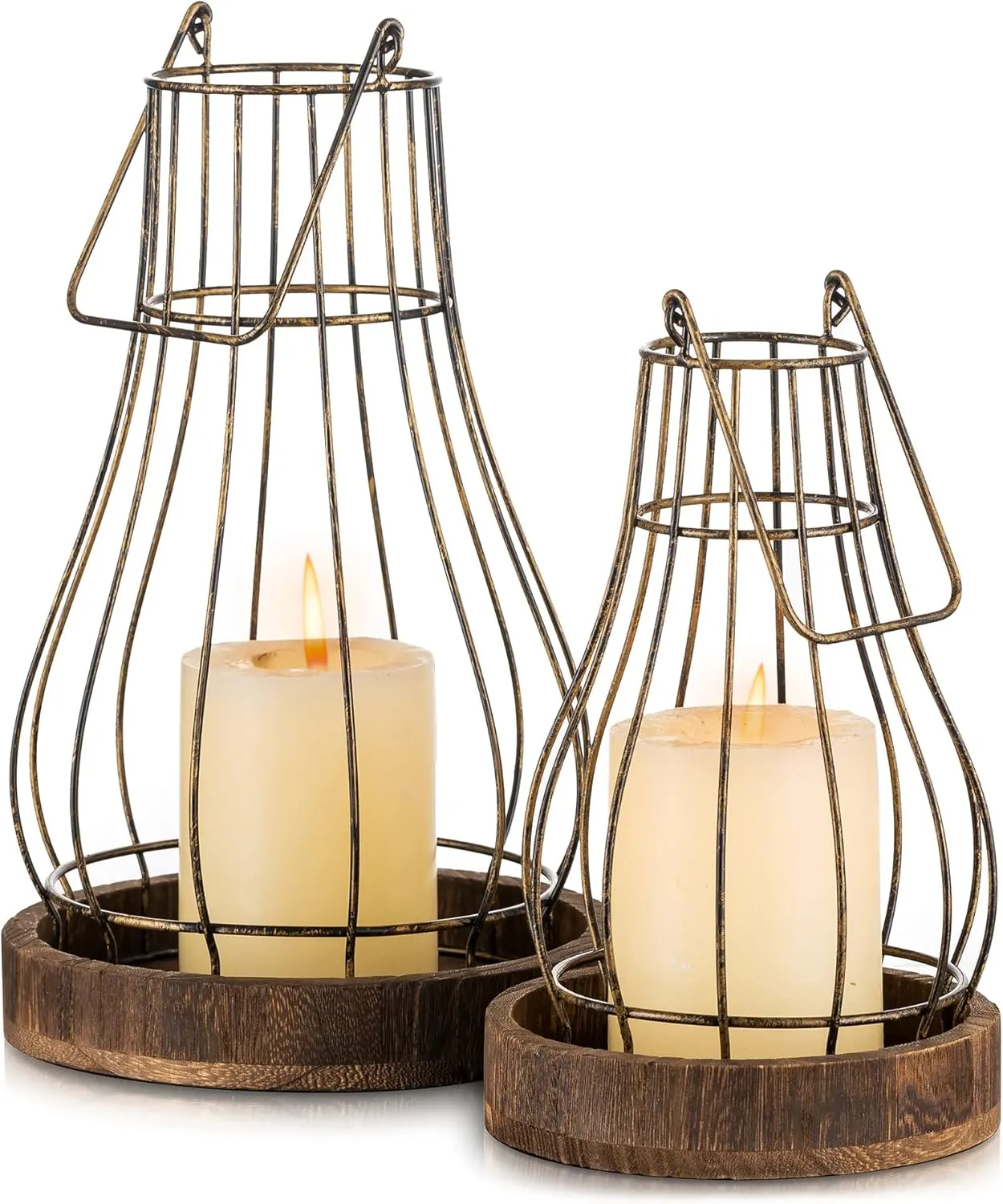 Romadedi Lantern Farmhouse Home Decor - Rustic Candle Holders Decorative Lanterns for Candle Living Room Kitchen Dining Coffee Table Fireplace Mantle Outdoor