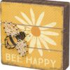 "Primitives by Kathy Slat String Art Box Sign, 6"" x 6"", Bee Happy" (35313)