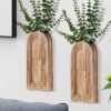Dnnnii 2 Pack Modern Wall Wood Vase-Entryway Decor, Wood Wall Art, Hallway Decor-Modern Farmhouse & Boho Bathroom Wall Decor-Perfect for Dining Room, Living Room, or Any Narrow Wall SpaceBrown