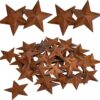 GORGECRAFT 30PCS 1 Inch Metal Rusty Barn Star Antique Primitives Rustic Country Tin Steel Stars Crafts Ornaments Accents Decor 3D Tin Star for Vintage Home Farmhouse Wall Decor
