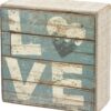 Primitives by Kathy Love - Aqua Marine Mini Beach Plankboard Home Dcor Sign,wood, paper,Blue/White