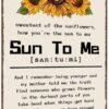 Sun to Me Metal Sign Sunflowers Inspirational Song Lyrics Wall Art Decor for Home Music Room Office Man Cave Room Decor Country Music Print Poster Sign 8x12 inch