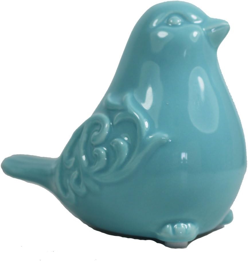 New French Country Garden Cottage Bird Figurine Decorative Ceramic Animal Bird Figurine, Porcelain Bird Statue, Bird Sculpture Home Garden Furniture Desktop Mantel Wedding Decor (Blue)