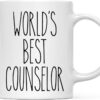 Andaz Press Farmhouse Rustic Kitchen Decor 11oz. Ceramic Coffee Tea Mug Thank You Gift, World's Best Counselor, 1-Pack, Birthday Christmas Gift Ideas Coworker Him Her, Gift Box
