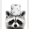 Funny Bathroom Wall Art Cute Raccoon Wall Prints Black and White Canvas Print Farmhouse Wall Decor Ready to Bathroom Restroom Wall Decor Unframed8x12inch