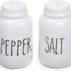 Luciano Housewares Salt and Pepper Shakers Set, Novelty Ceramic Shakers, Modern Farmhouse-Design Kitchen Decor and Accessories, Kitchen Essentials, 2-Piece Set, 35 ml, 2" D x 3.5" H, White