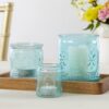 Kate Aspen Nesting Vintage Blue Glass Votive Candle Holders (Set of 3), Farmhouse Decor, Room Decoration, Shelf Decor