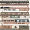 CHDITB Inspirational Quote Be Happy Dream Wall Decor,(Set of 8,29.4X5.9CM)Motivational Be Creative Hanging Plaque Wood Sign Art,Farmhouse Positive Saying Wall Art For Living room Office Bedroom Dcor