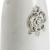 MyGift Farmhouse White Ceramic Vase with Handle and Embossed Seal Design, Antique Jug Shaped Tabletop Flower Vase, French Country Decor Antique vase