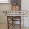 Relax and Unwind Sunroom Sign - Welcome Sign - Sun Porch Sign - Farmhouse Dcor - Home Dcor - Primitive Sign - Solarium Sign Wood Sign 6x16 inch