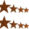 Create idea 30pcs Metal Rusty Barn Star Vintage Country Hanging Star with Hole 25mm 40mm 50mm 60mm 100mm 5 Size for DIY Crafts Vintage Farmhouse Home Door Wall Decor