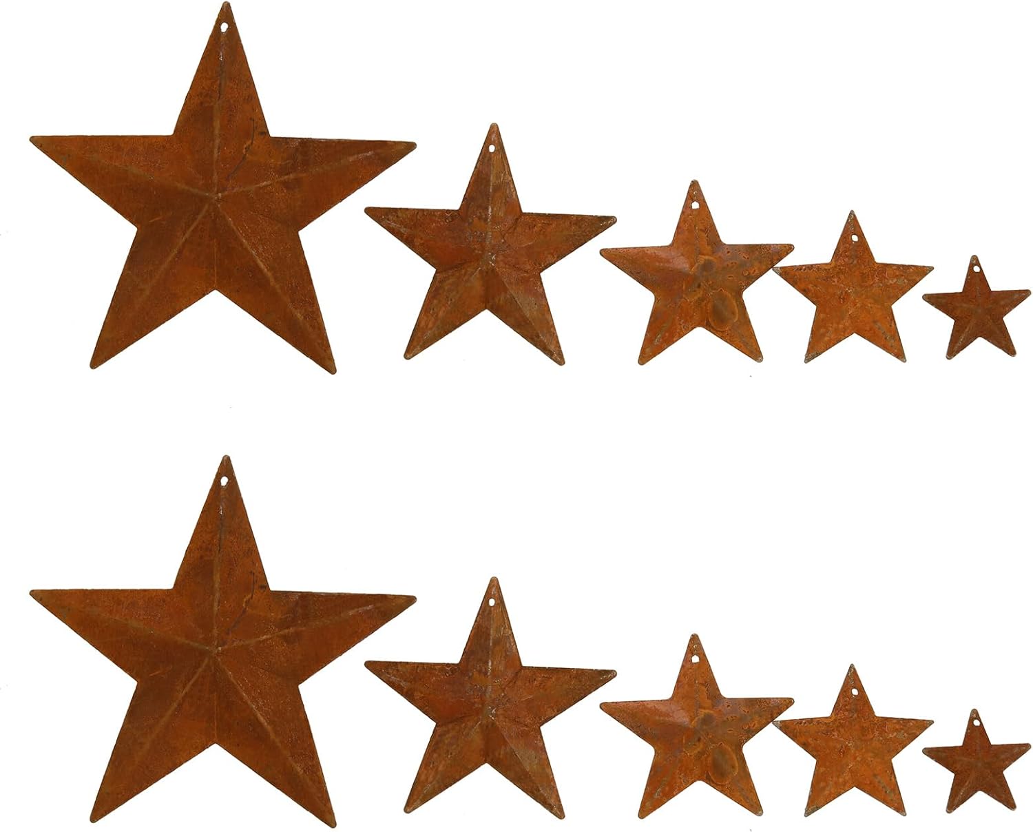Create idea 30pcs Metal Rusty Barn Star Vintage Country Hanging Star with Hole 25mm 40mm 50mm 60mm 100mm 5 Size for DIY Crafts Vintage Farmhouse Home Door Wall Decor