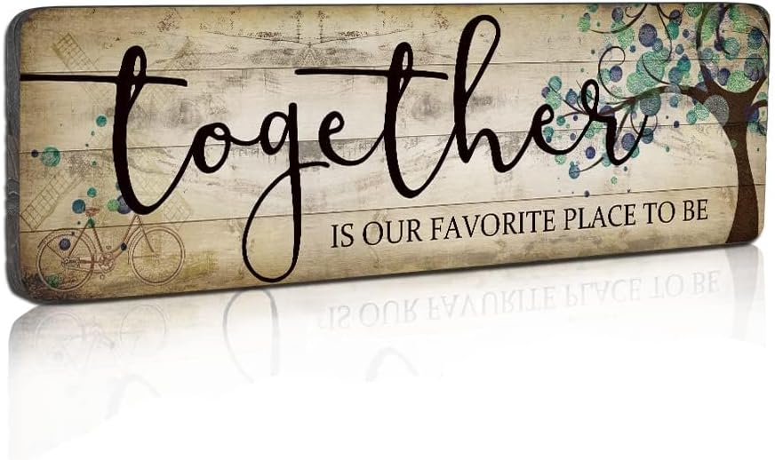 Smarten Arts Family Wall Art Decor Inspirational Quotes Wall Hanging Sign-Together is Our Favourite Place to Be-Motivational Home Wall Art Decor Wood Plaque Sign 16"x5"
