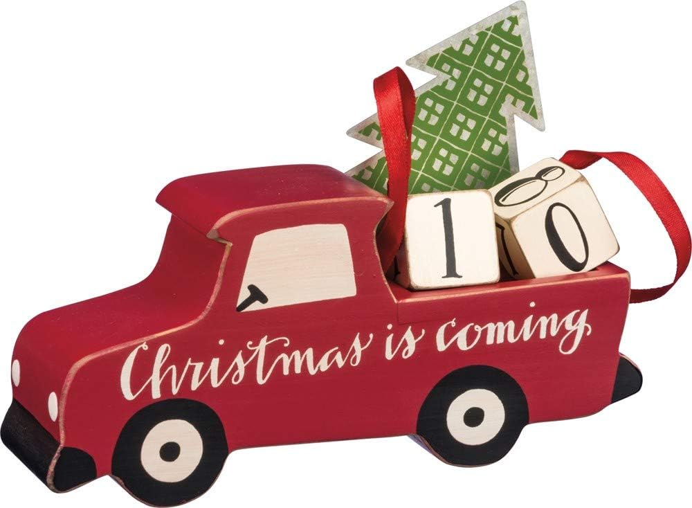 Primitives By Kathy Hand Lettered Countdown Block, Red Truck