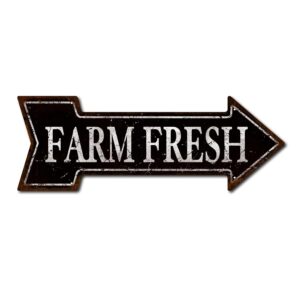 Farmers Market' Retro Vintage Arrow Metal Tin Sign, Decorative Wall Art Signage, Primitive Farmhouse Country Kitchen Home Dcor, 6 x 18 Inches