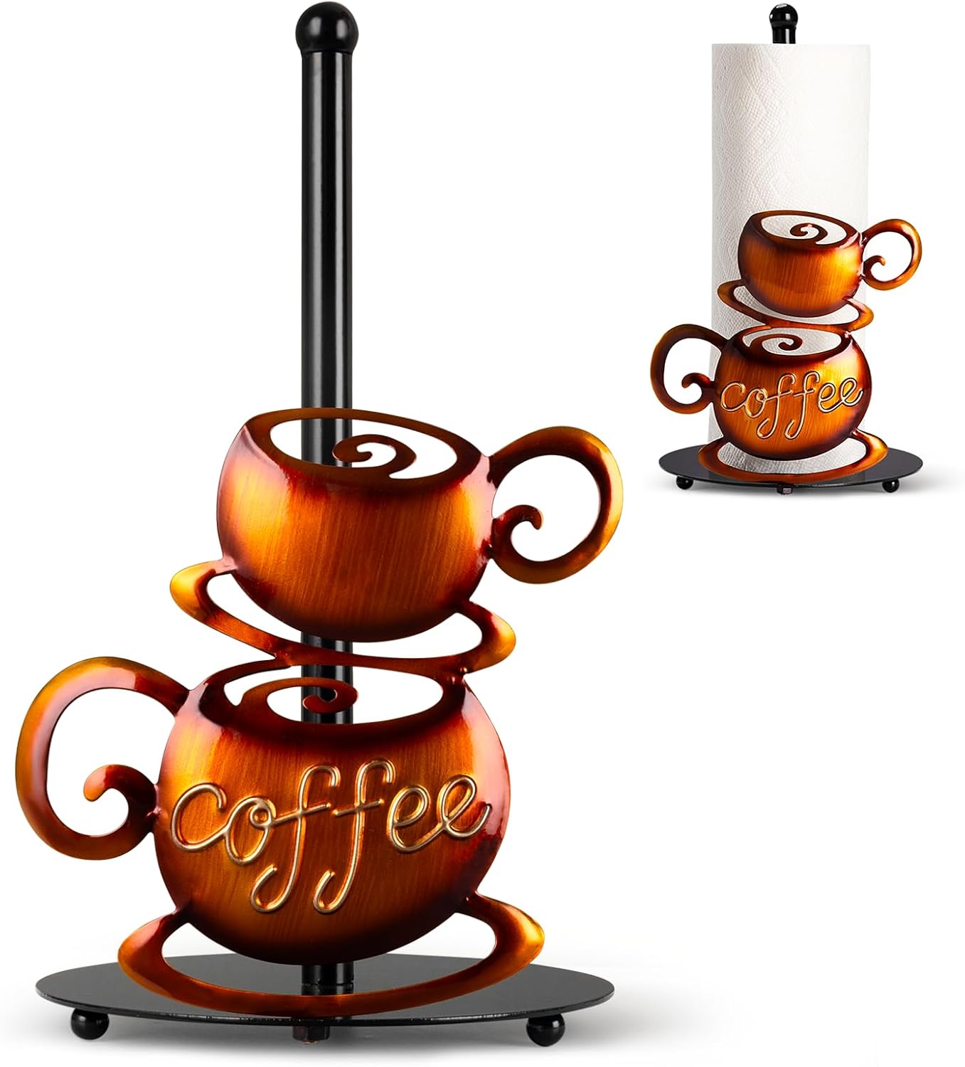 Shinlar Coffee Paper Towel Holder Countertop - Steaming Coffee Farmhouse Kitchen Decor and Accessories, Coffee Accessories for Coffee Bar, Coffee Decor for Kitchen, Coffee Lovers Gift Ideas