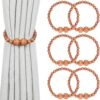 Magnetic Curtain Tiebacks, 6 Pack Curtain Holdbacks for Draperies, Wood Bead Curtain Tiebacks, Curtain Tie Backs for Bedroom Decor, Boho Room Decor, Nursery Decor, Farmhouse Decor, Office Decor