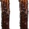 CVHOMEDECO. Real Wax Hand Dipped Battery Operated LED Timer Taper Candles Country Primitive Flameless Lights Dcor, 6-3/4 Inch, Brown, 2 PCS in a Package