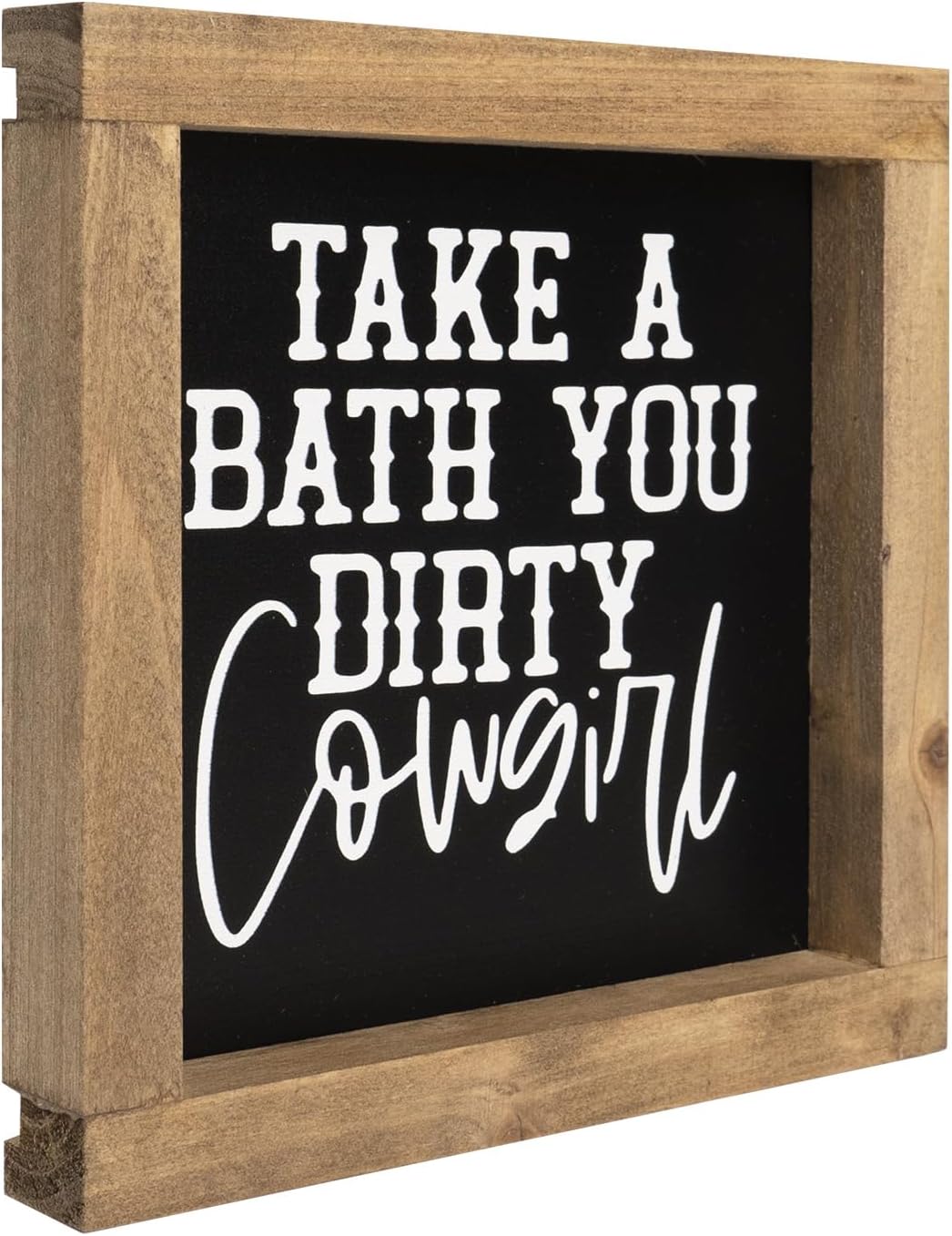 flangairy Western Bathroom Decor Southwestern Cowboy Wall Art Take A Bath You Dirty Cowgirl Wooden Restroom Signs Country Shelf Table Rustic Home Black Decoration