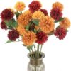 Rinlong 9pcs Fake Mums Artificial Fall Flowers for Decoration Dandelion Chrysanthemums Fall Floral Stems Fall Faux Flowers Modern Fall Decor Thanksgiving Decor Ideas Clearance
