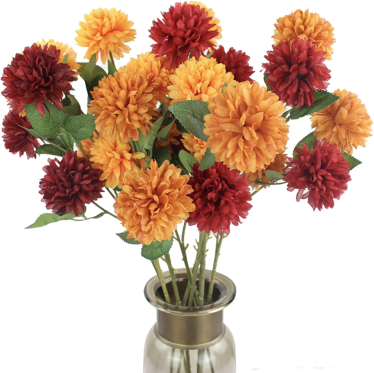 Rinlong 9pcs Fake Mums Artificial Fall Flowers for Decoration Dandelion Chrysanthemums Fall Floral Stems Fall Faux Flowers Modern Fall Decor Thanksgiving Decor Ideas Clearance