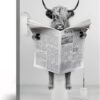 Funny Highland Cow Wall Art in Bathtub, Black and White Canvas Cow In Bathroom Picture, Humor Animals Bathroom Artwork Prints Rustic Farmhouse Style Wall Decor Ready To Hang for Living Room, Bathroom, Bedroom, Kids Bathroom Decor (12"x16", Framed)