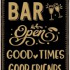 My Happy Place Metal Sign Bar Open Metal Tin Signs for Home Bar Man Cave Club Porch Wall Decor Accessories 8x12 inch