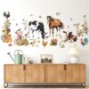 wondever Farm Animals Cow Horse Wall Decals Farmhouse Roosters Peel and Stick Wall Art Stickers for Kitchen Dining Room Kids Room
