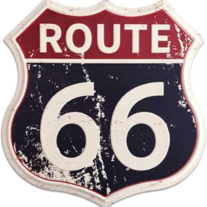 SUDAGEN Route 66 Signs Vintage Road Signs with Polygon Metal Tin Sign for Wall Decor Art 12" x 12" (Route 66)