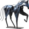 SunBlogs Art Metal Horse Statue Decor, 100% Handmade Strong Modern Horse Sculpture Handicraft, Rustic Metal Statue Decorations Gift for Home Office Desk Figurine (Blue)