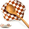 Miamolo Spoon Rest for Stove Top, Checkered Coffee Spoon Rest, Ceramic Spoon Holder for Kitchen Counter Cooking Utensil Rest, Modern Farmhouse Kitchen DCor