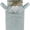 CVHOMEDECO. Primitives Vintage Mini Jug Vase Metal Milk Can with Tied Heart, Chic Rustic Flower Planter for Garden and Home Dcor. 5 X 3 X 5-3/4 Inch