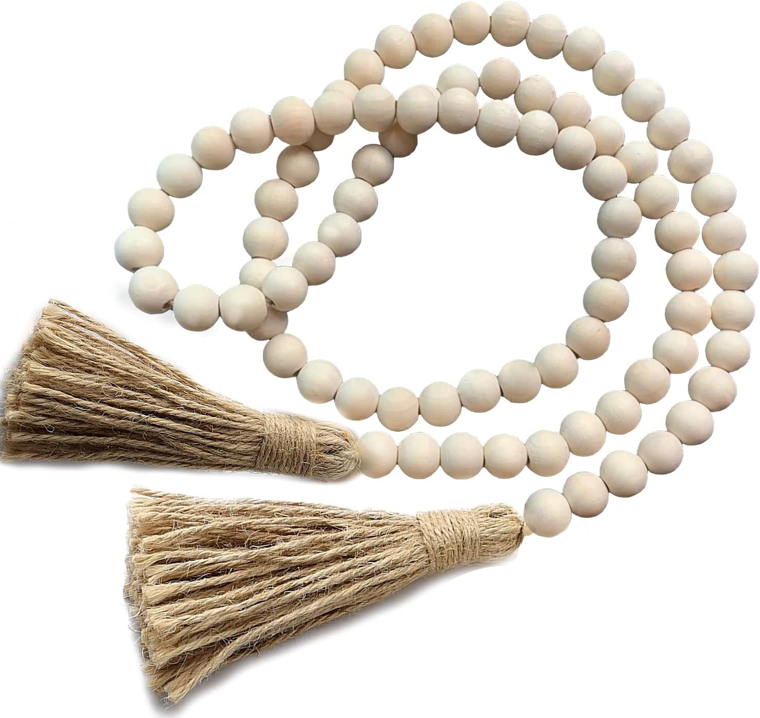 CXCC Wood Beads Garland 58in Farmhouse Boho Decor Entry Table Christmas Tree Decor