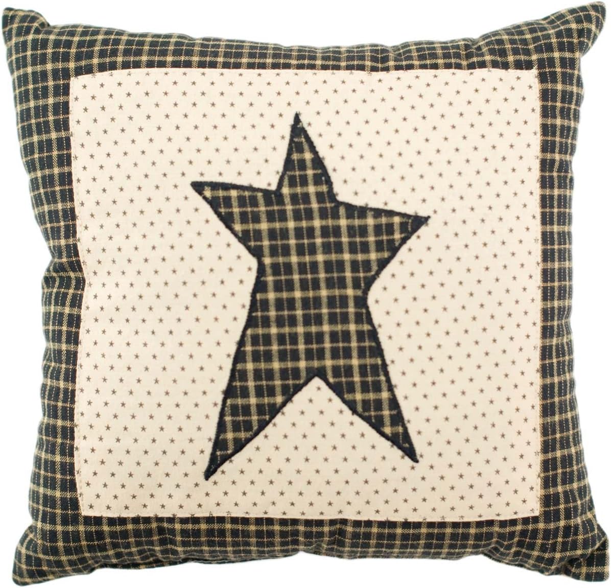 VHC Brands Kettle Grove Home Decor, Pillow Star, Black, 10x10