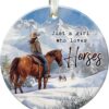 Horse Ornaments for Christmas Tree 2025 | Animal Farm Ceramic Christmas Keepsake, Gifts for Horse Lovers Women Girls, Farmhouse Christmas Ornaments for Horse Decor, Ideal Festival Decoration