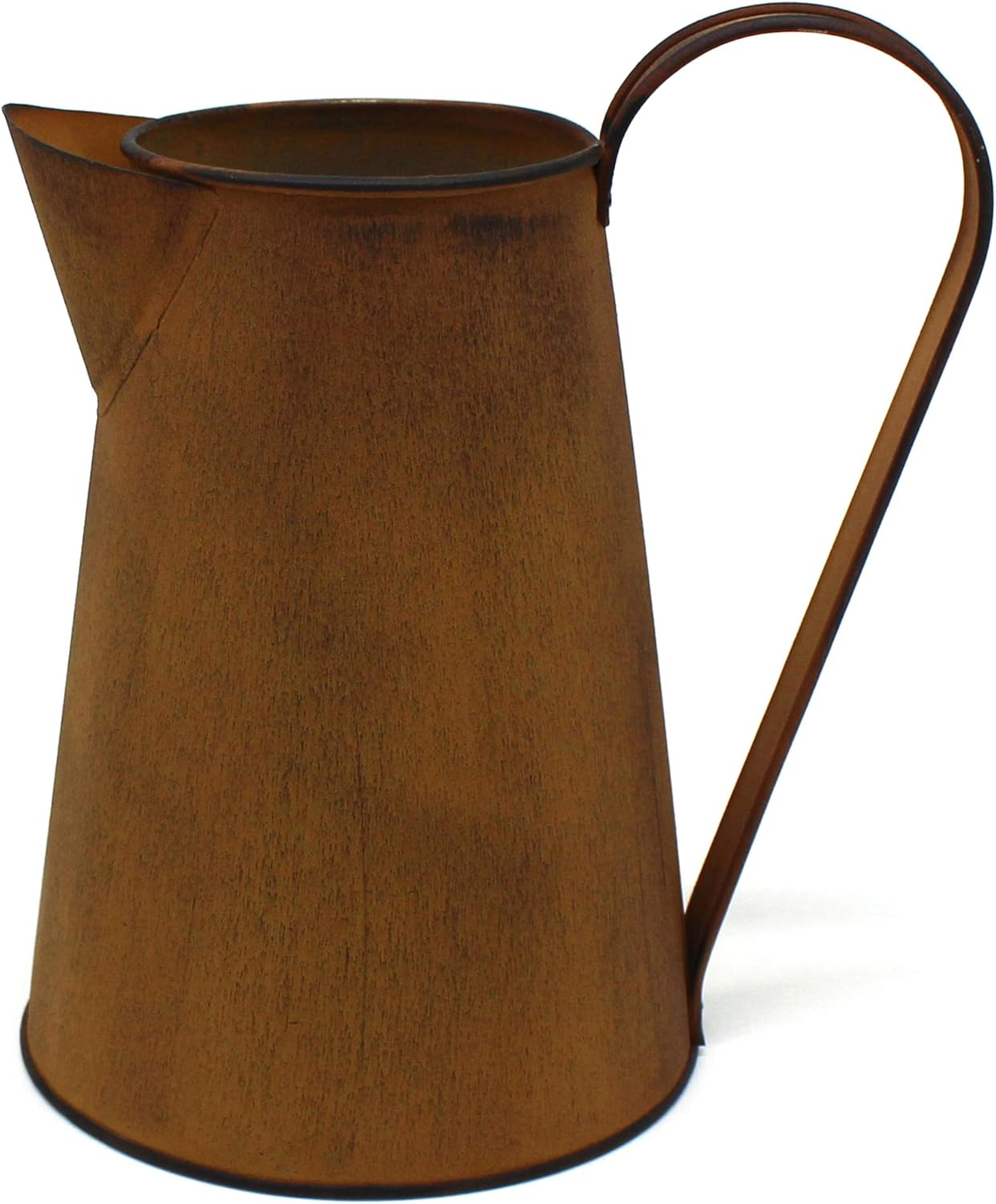 CVHOMEDECO. 7 Inch Rusty Milk Pitcher, Country Rustic Primitives Metal Watering Can Jug Vase for Home and Garden Dcor.
