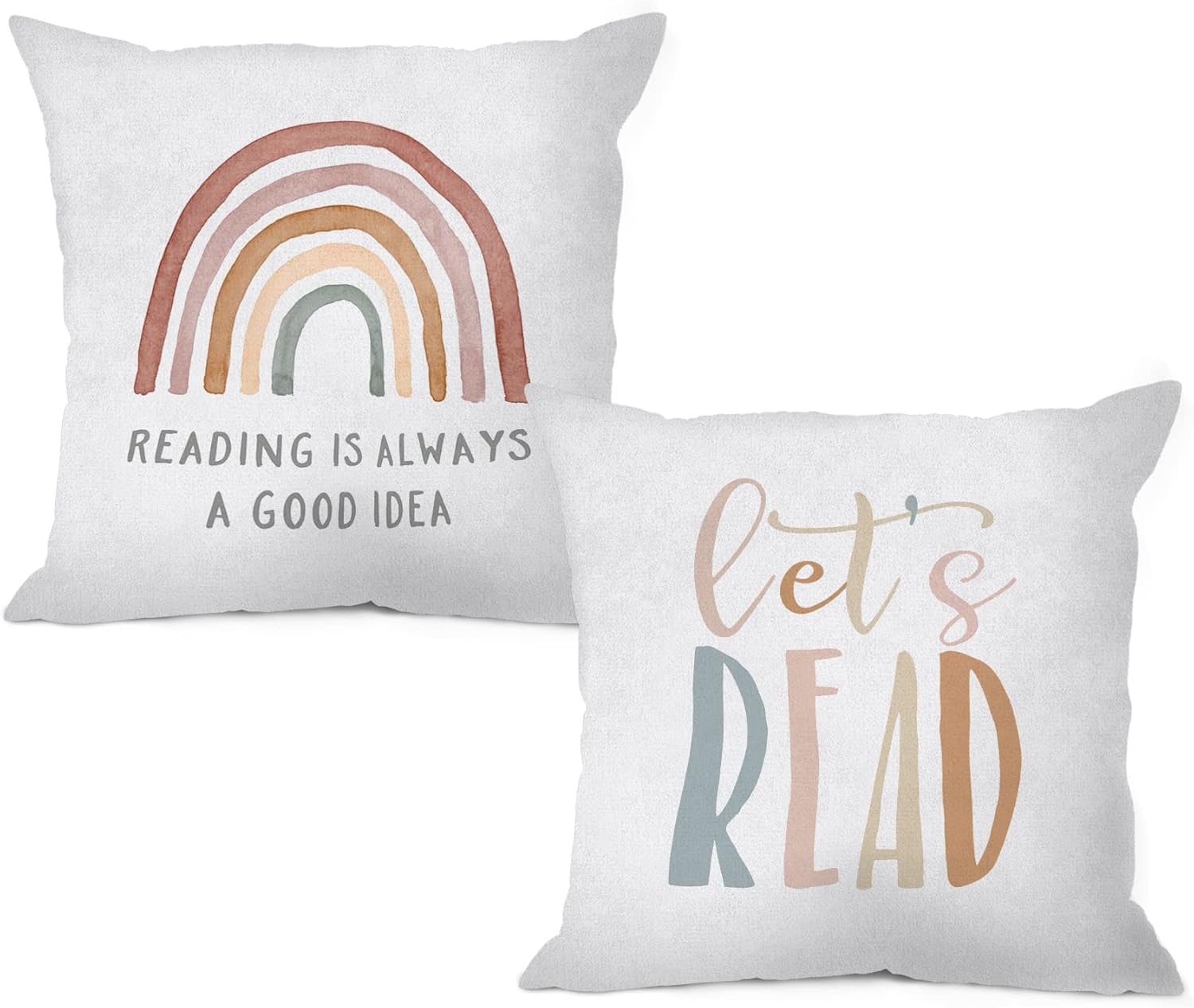MIXDING Let's Read Reading is Always a Good Idea Throw Pillow Cover Pillowcase 18x18 Inch (Set of 2) Decor, Books Inspirational Farmhouse Sofa Bed Bedroom Home Decoration