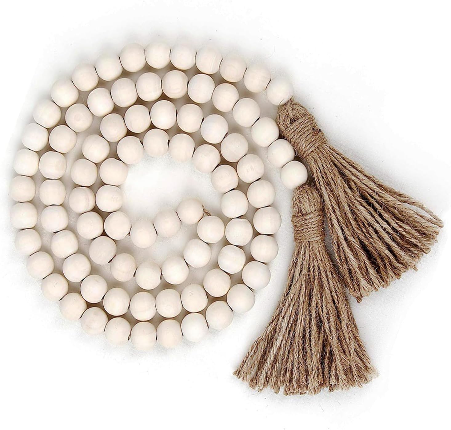 Shukbeta Wood Bead Garland Coffee Table Decor Farmhouse Beads Home Decor for Living Room, Shelf, Tiered Tray, Rustic Boho Decor,Room Decor Wall Hanging Accent