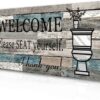 Smarten Arts Funny Bathroom Wall Decor Sign Farmhouse Rustic Bathroom Decorations Wall Art 16" by 8" Please Seat Yourself Large Wood Plaque Wall Hanging Sign