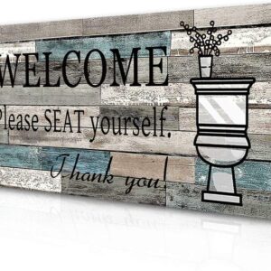 Smarten Arts Funny Bathroom Wall Decor Sign Farmhouse Rustic Bathroom Decorations Wall Art 16" by 8" Please Seat Yourself Large Wood Plaque Wall Hanging Sign